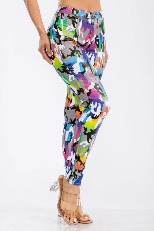 High Waist Camo Disco Pants