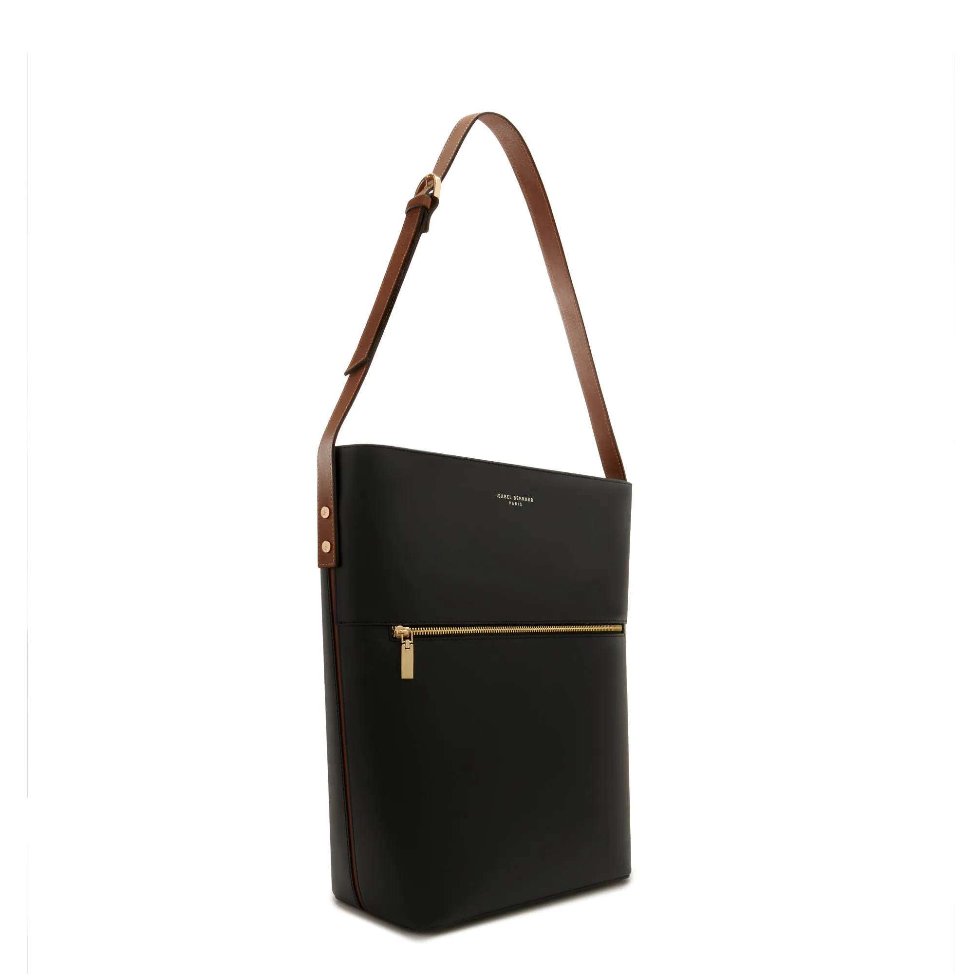 Honoré Flora black calfskin leather shoulder bag with laptop compartment