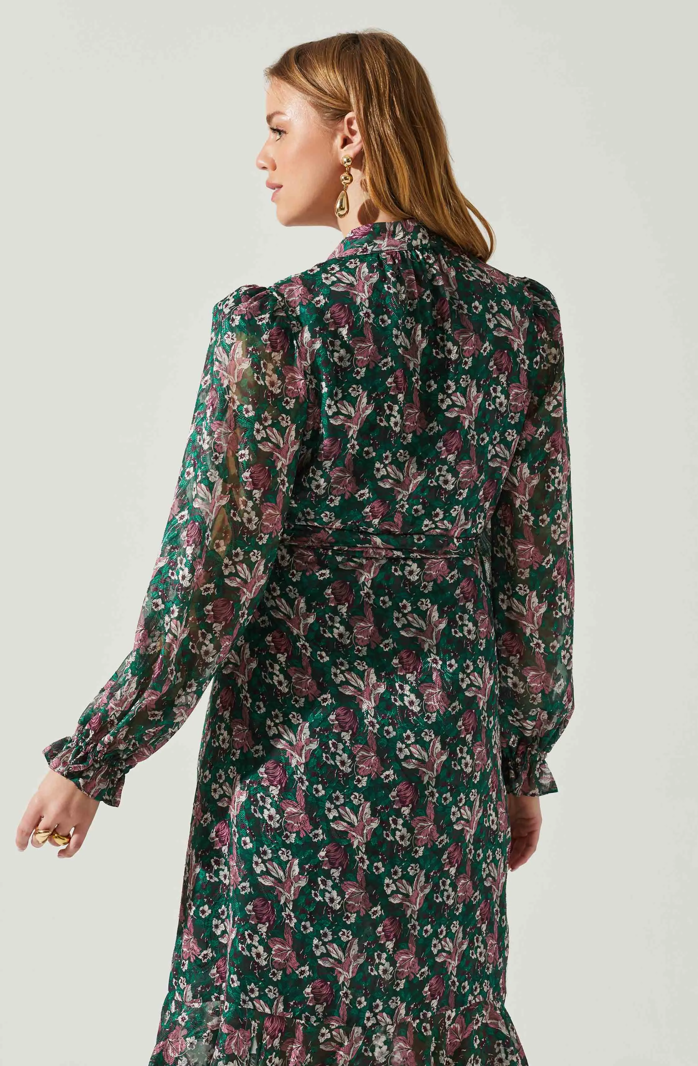 Kamila Long Sleeve Floral Wrap Maxi Dress