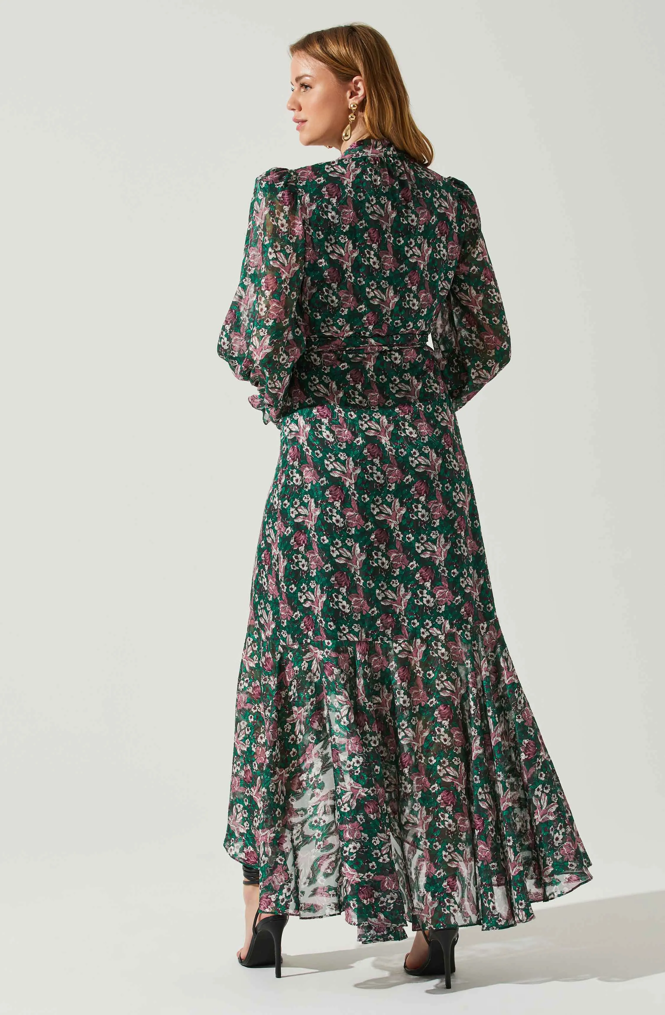 Kamila Long Sleeve Floral Wrap Maxi Dress