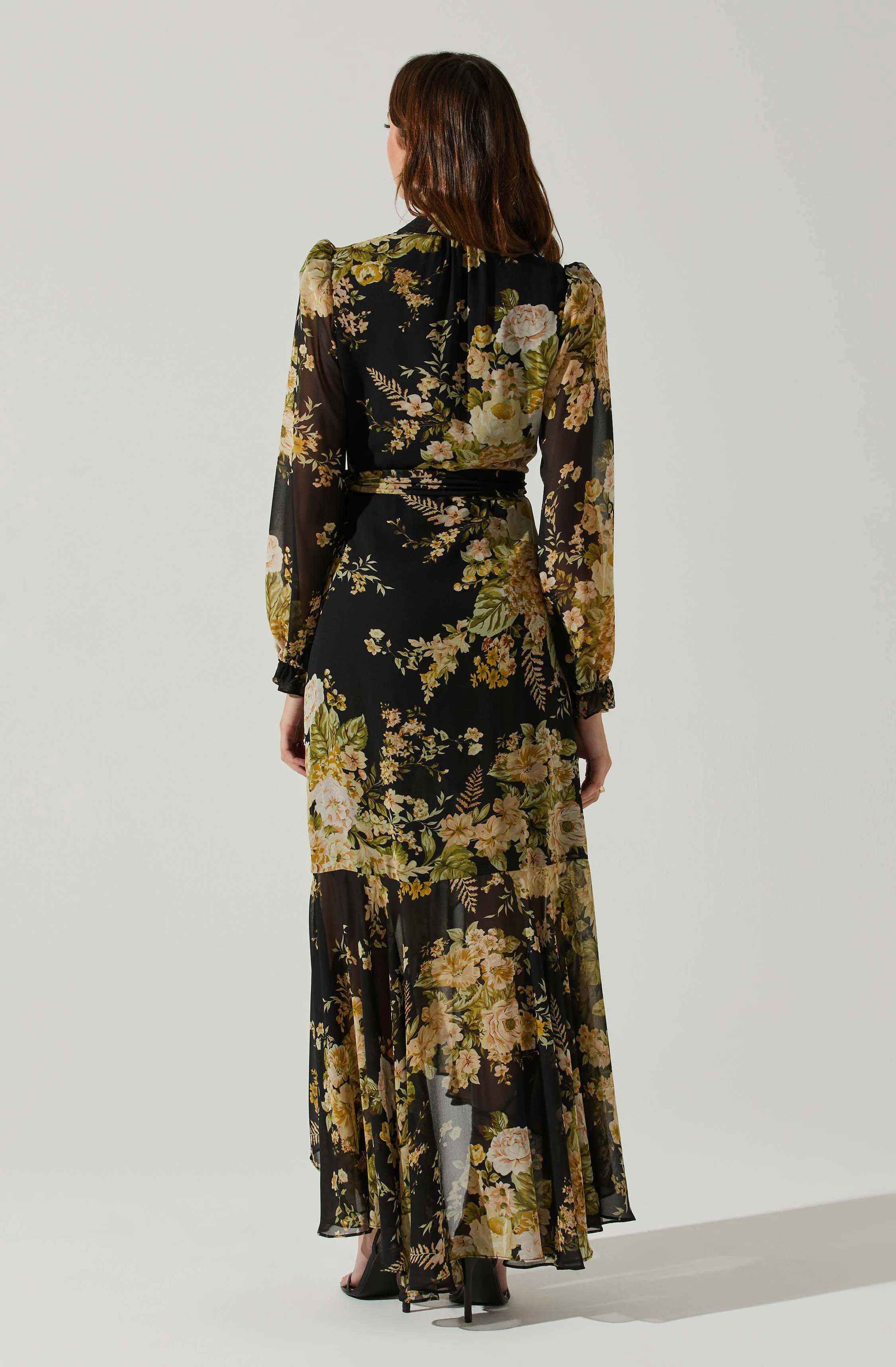 Kamila Long Sleeve Floral Wrap Maxi Dress