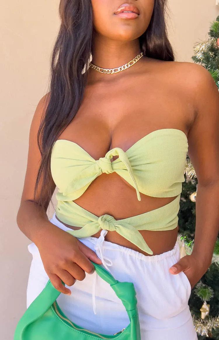 Lavinia Green Double Tie Crop Top