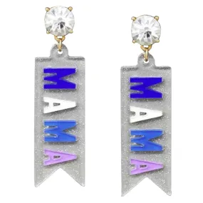 Mama Glitter Acrylic Drop Earrings