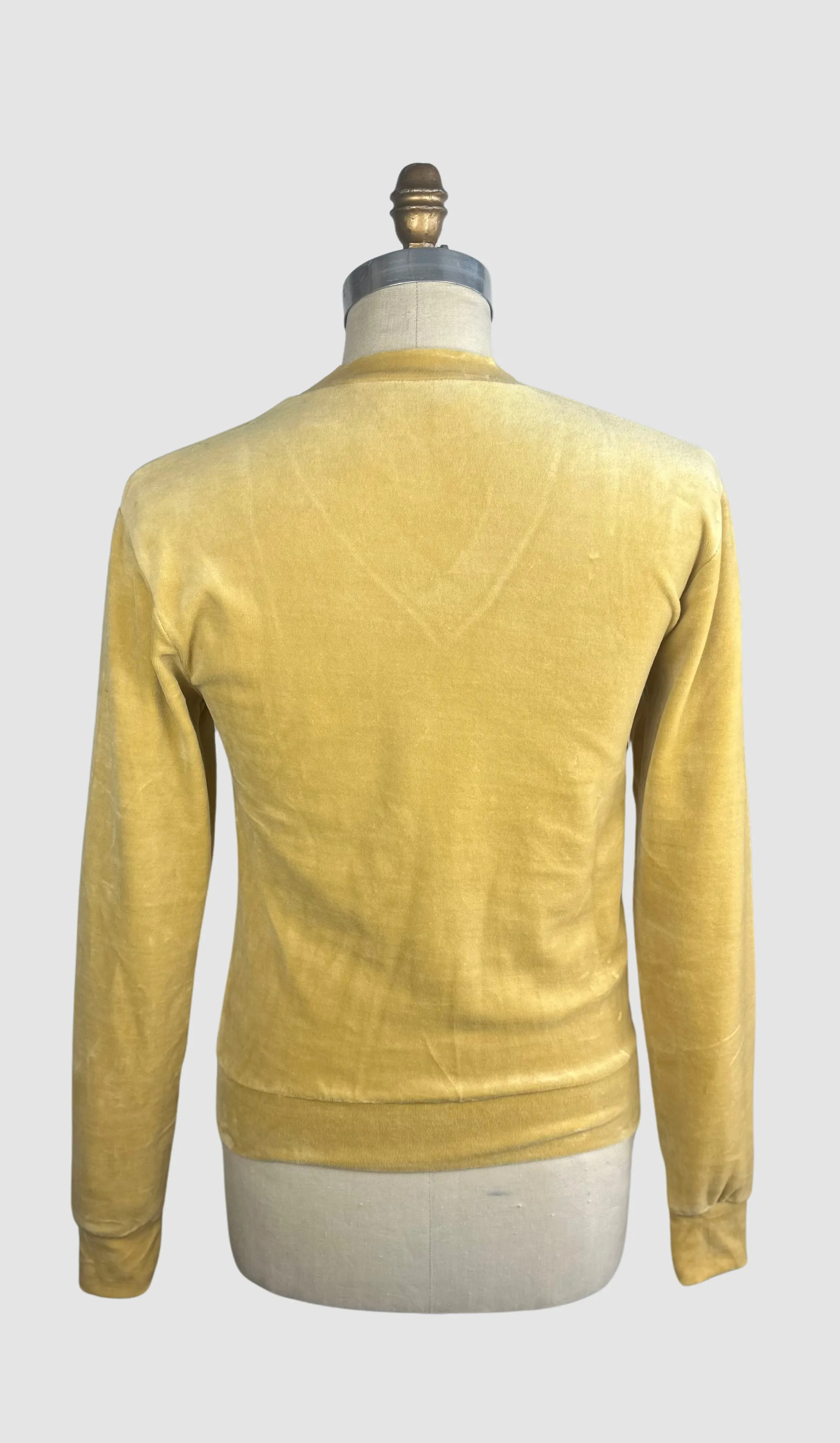 MARTINI 70s Deadstock Yellow Cotton Velour Sweater • Small