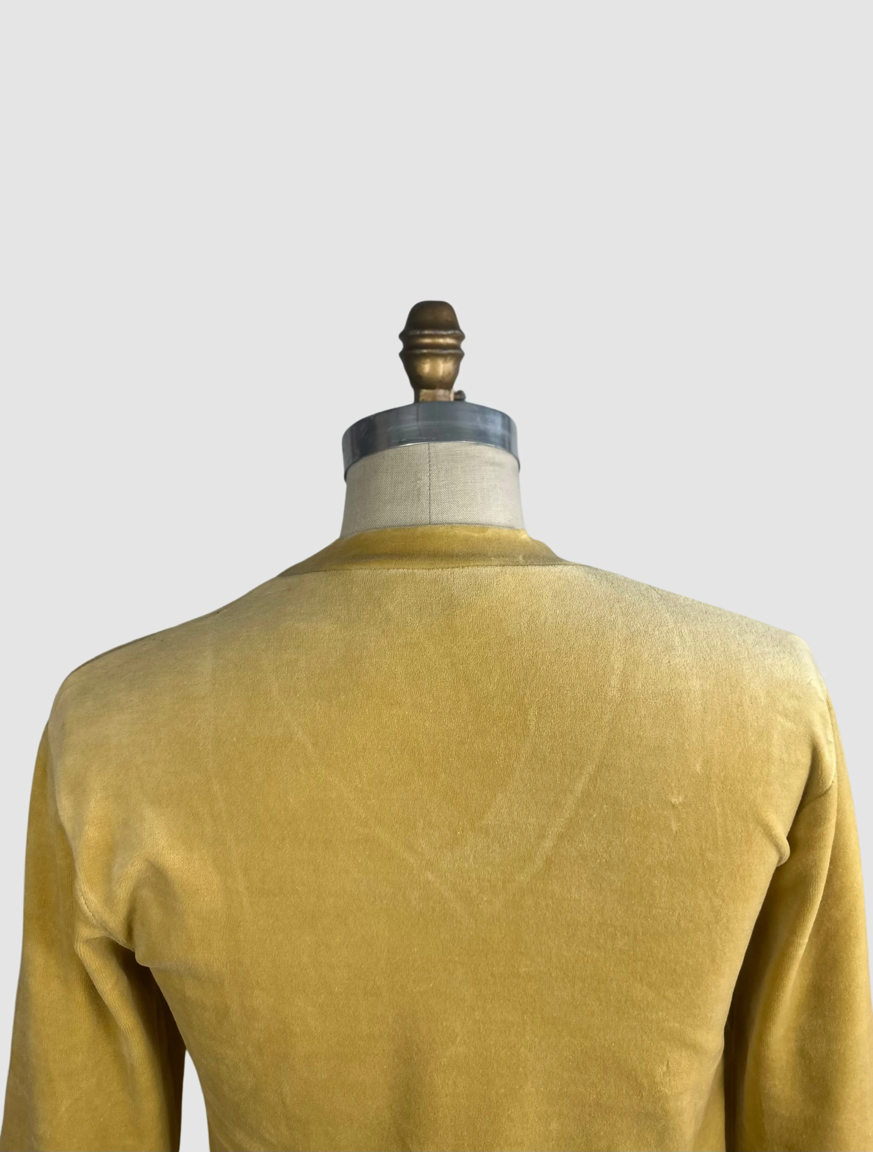 MARTINI 70s Deadstock Yellow Cotton Velour Sweater • Small