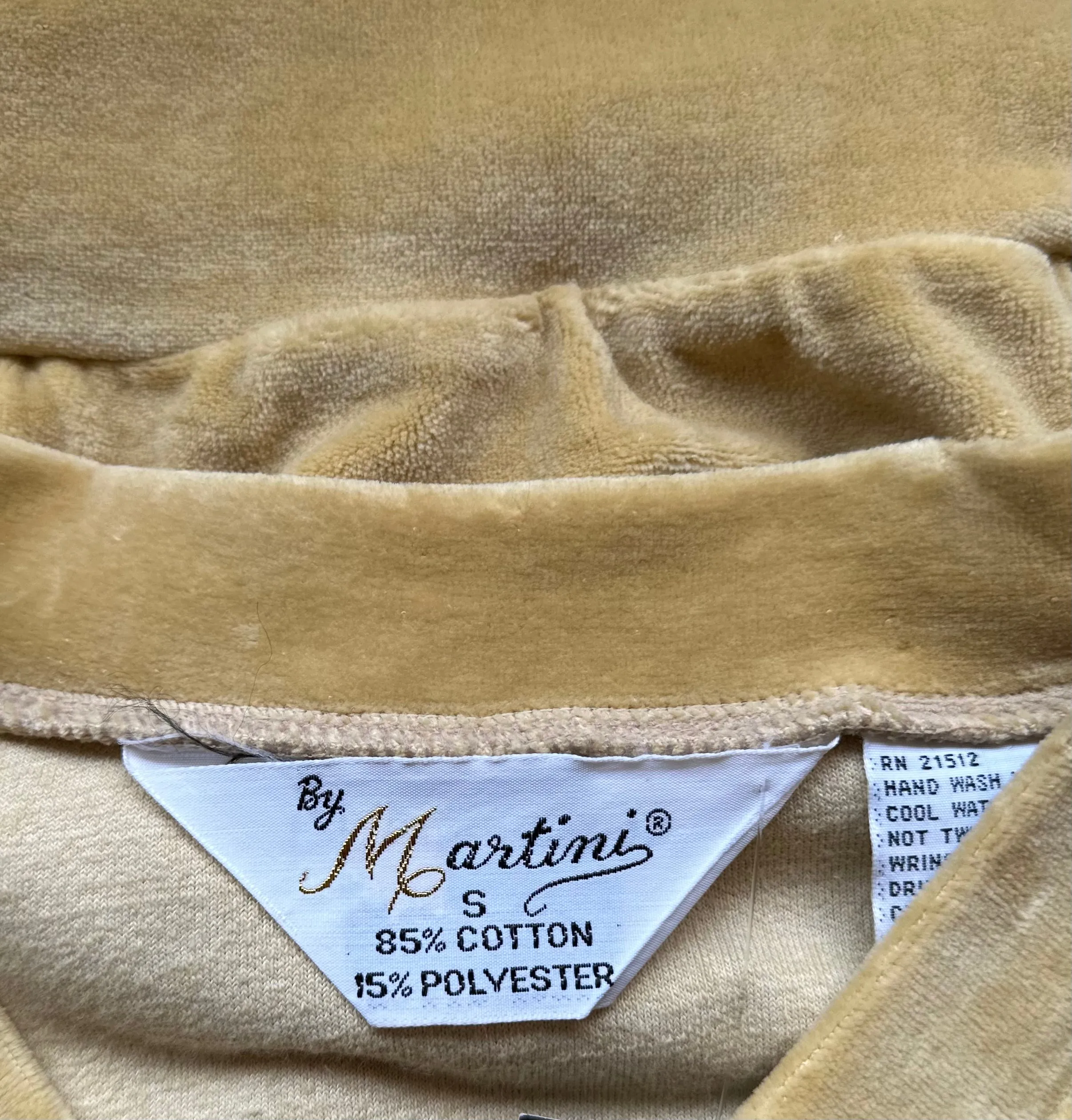 MARTINI 70s Deadstock Yellow Cotton Velour Sweater • Small