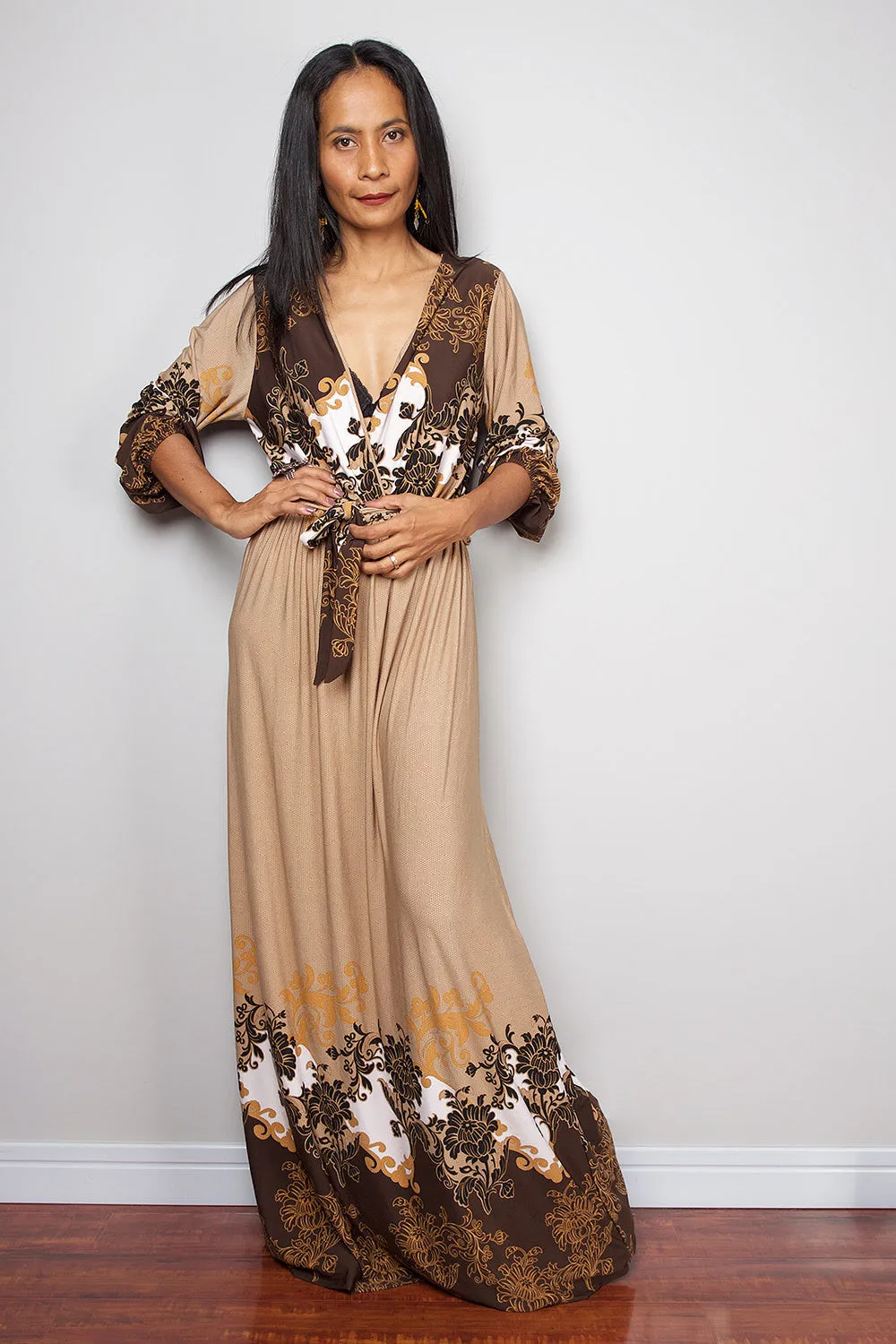 Maxi Dress -  Sexy Low Cut Boho Dress : Elegant Collection 26