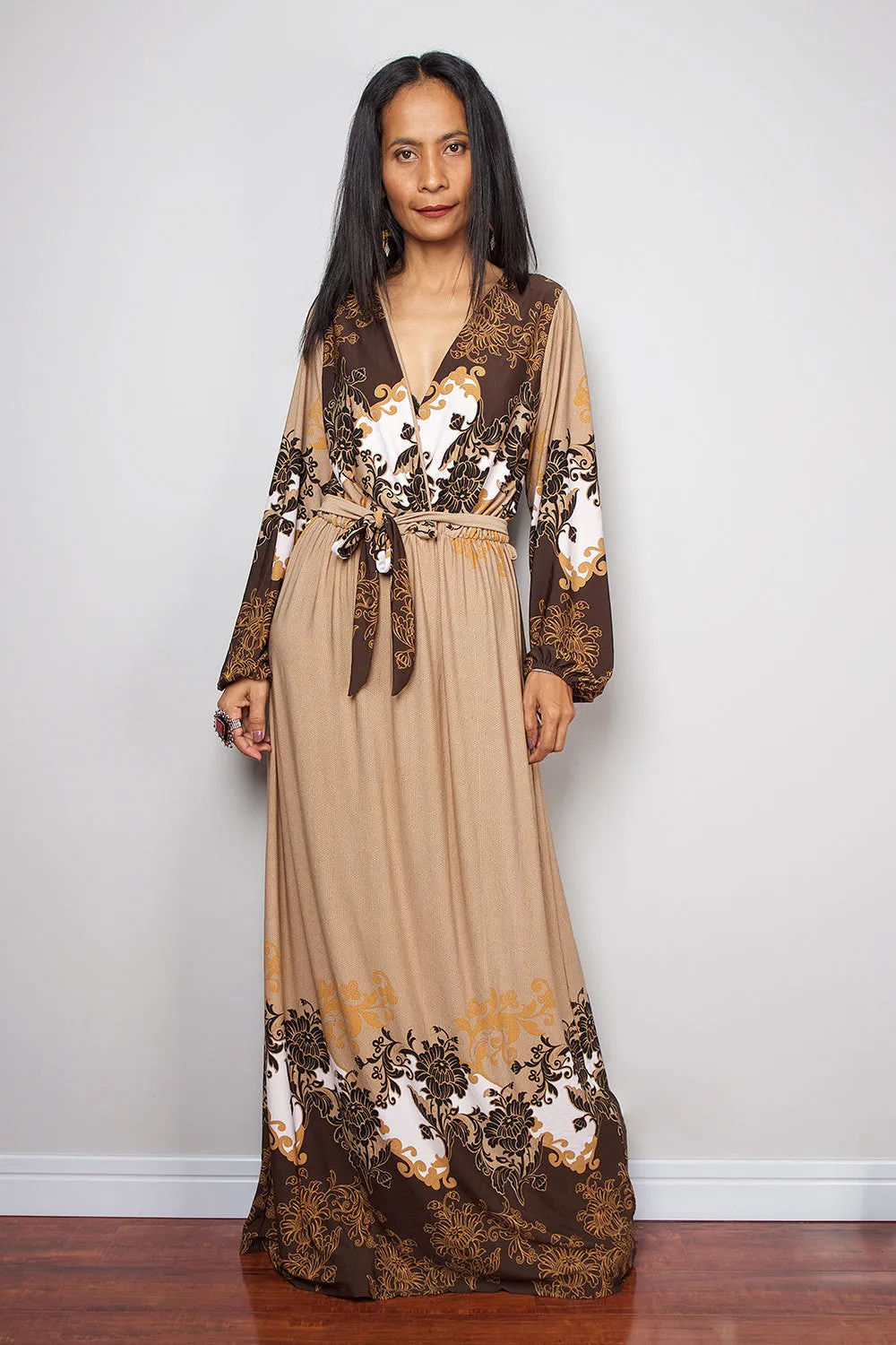 Maxi Dress -  Sexy Low Cut Boho Dress : Elegant Collection 26