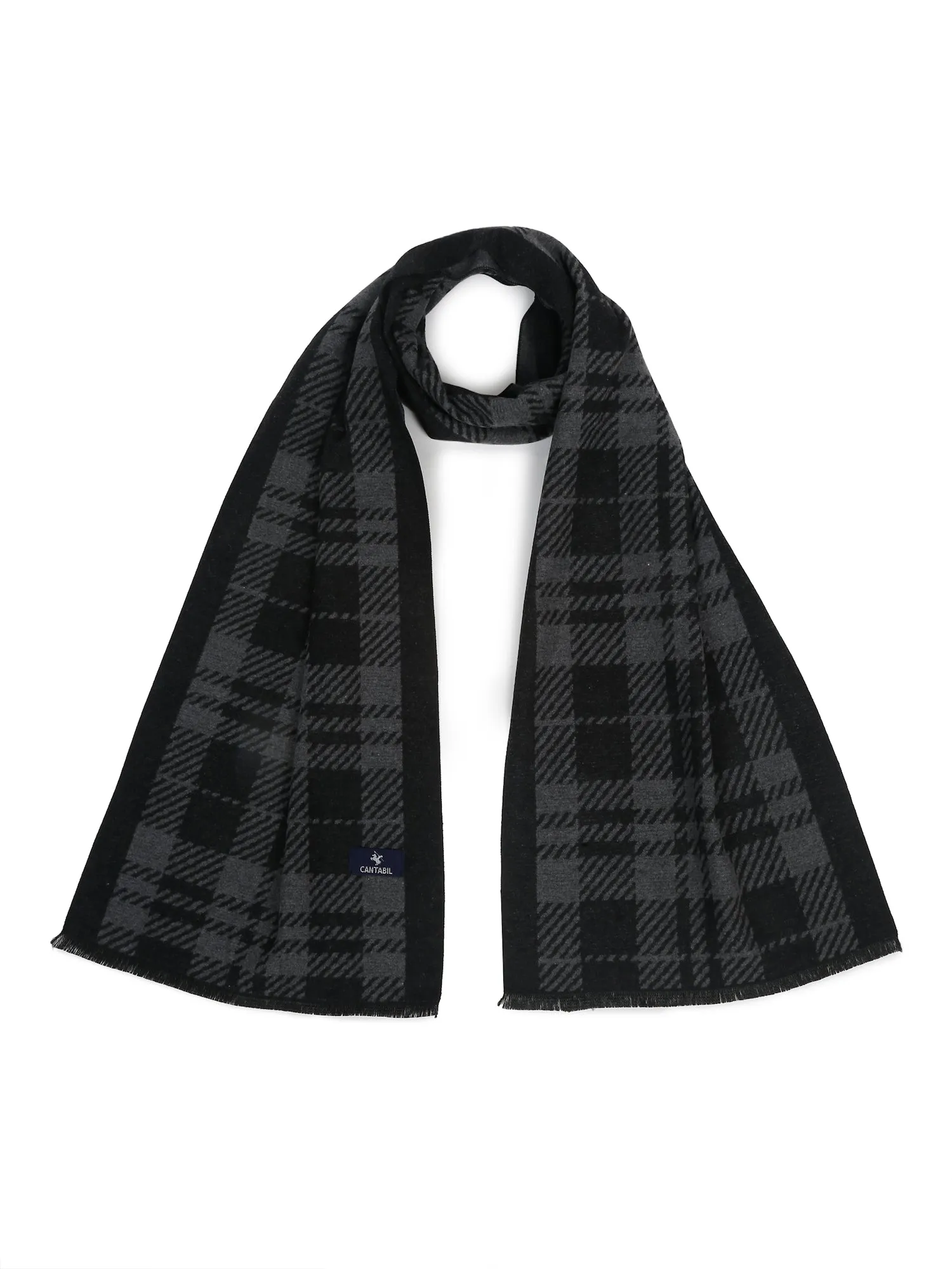 Men's Black Fashion Checkered Muffler