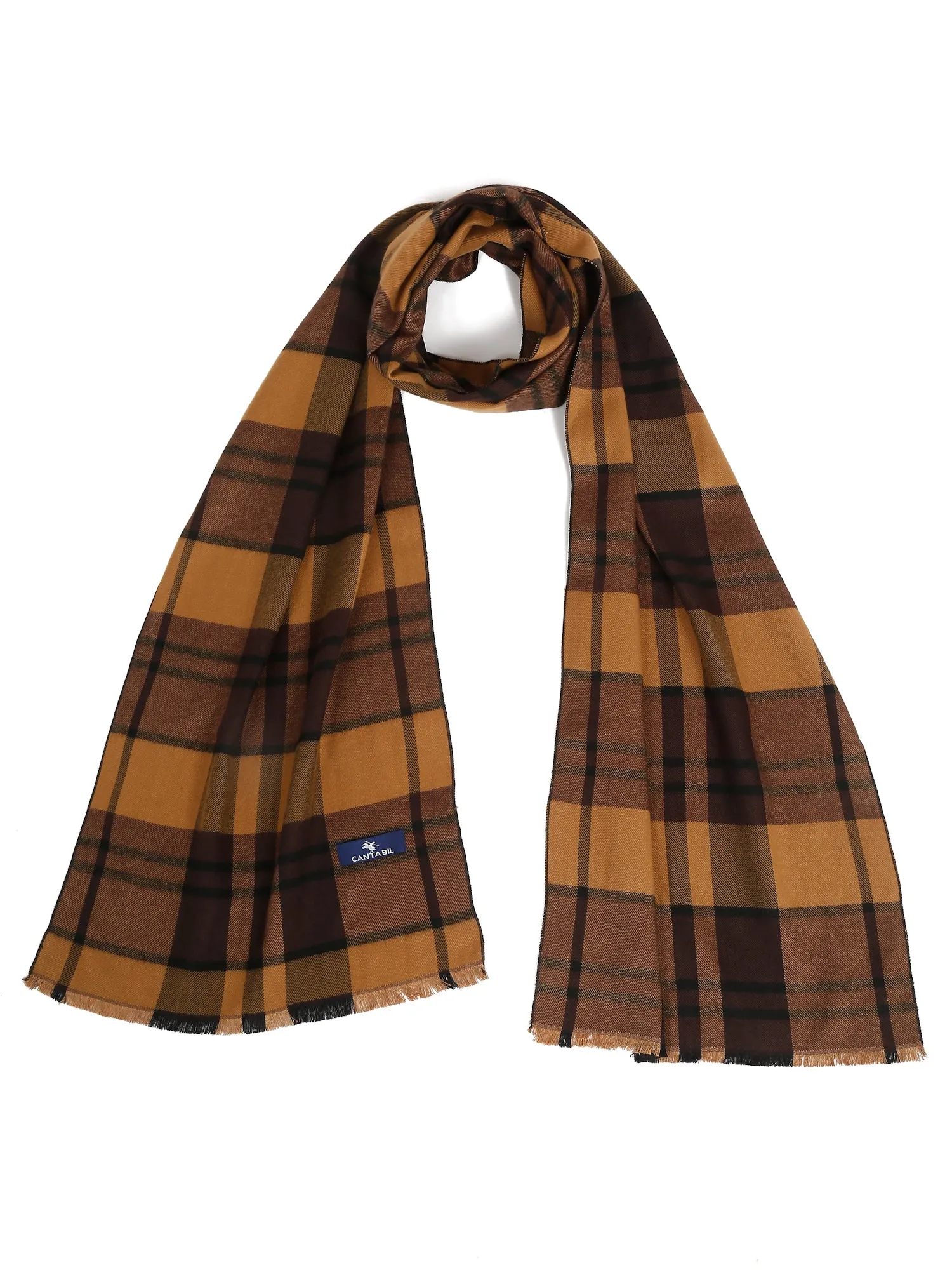 Men's Brown Fashion Medium Check Muffler