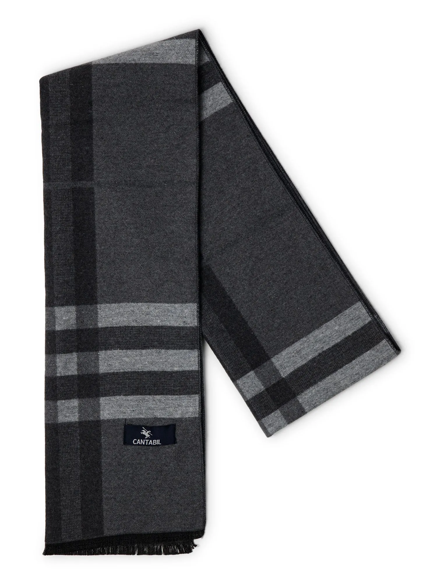 Men's Grey Melange Fashion Checkered Muffler