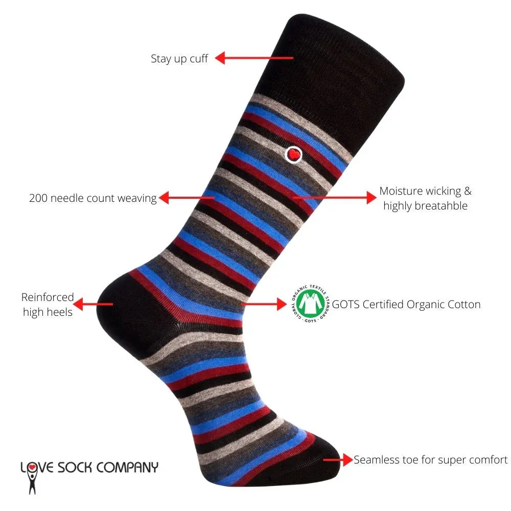 Men's Luxury Dress Socks With Stripes - Love Stripes (M)