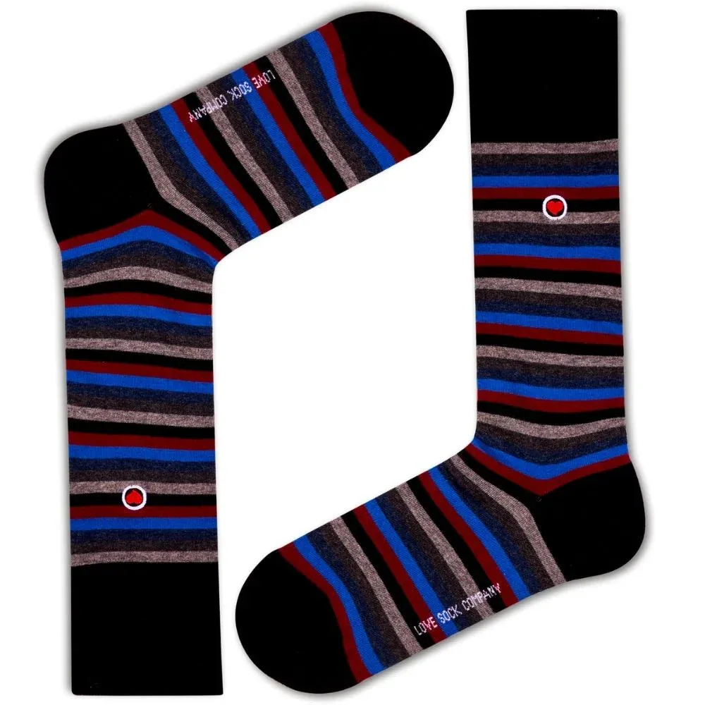 Men's Luxury Dress Socks With Stripes - Love Stripes (M)