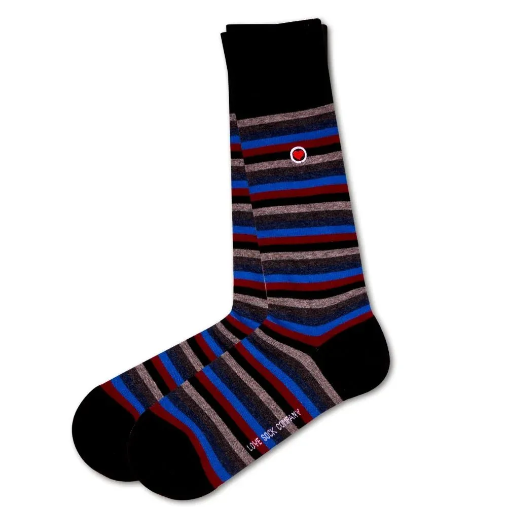 Men's Luxury Dress Socks With Stripes - Love Stripes (M)