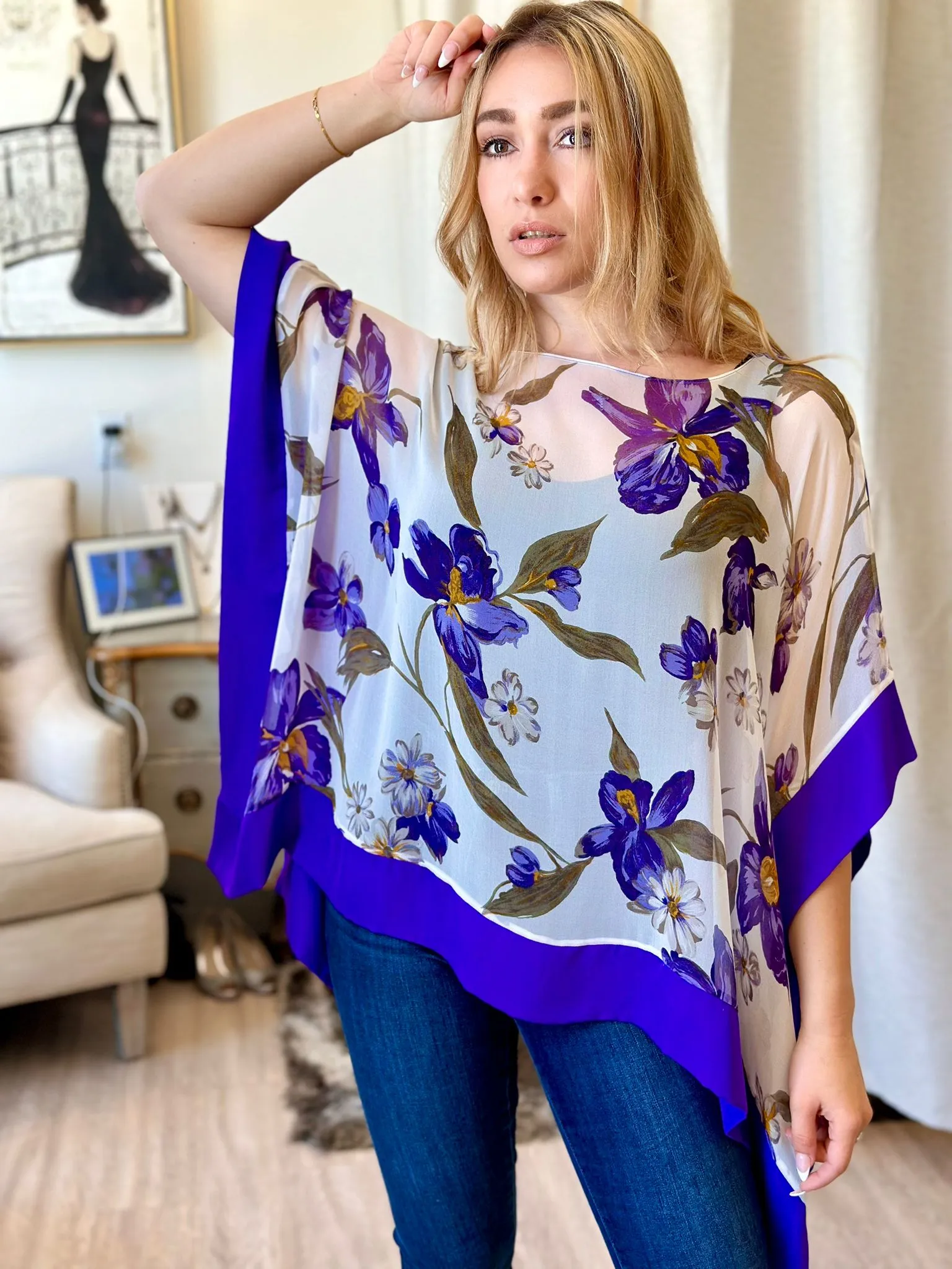 Mia Wear Ella Print Silk Blouse