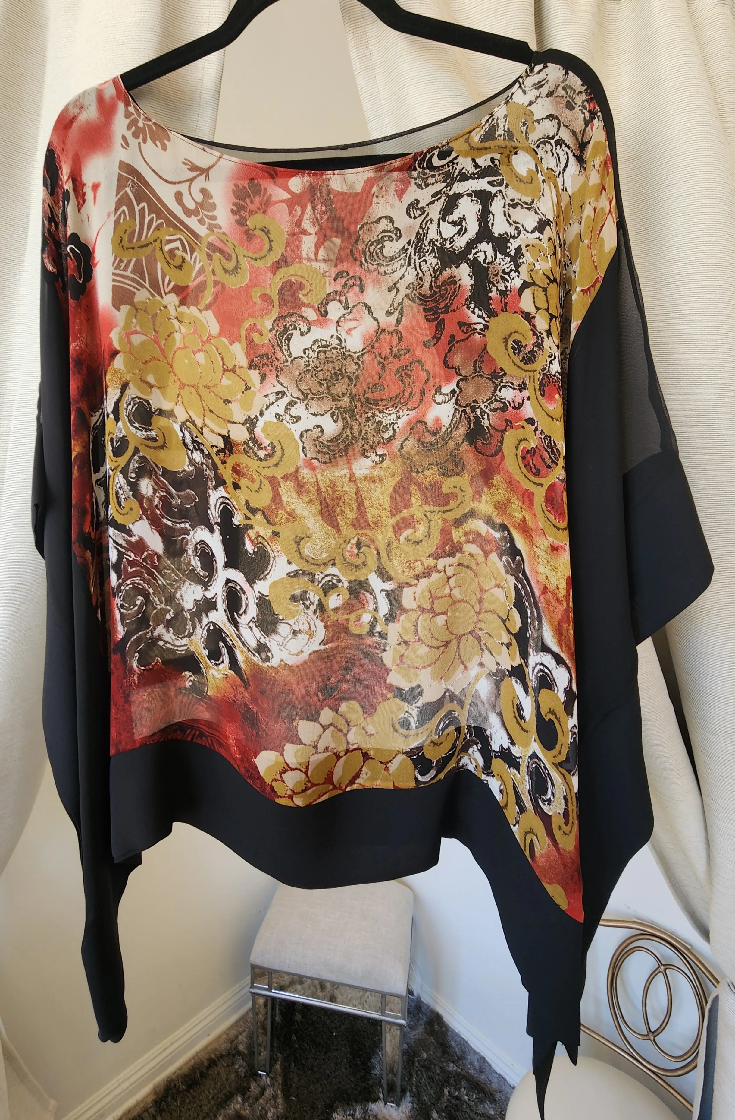 Mia Wear Ella Print Silk Blouse