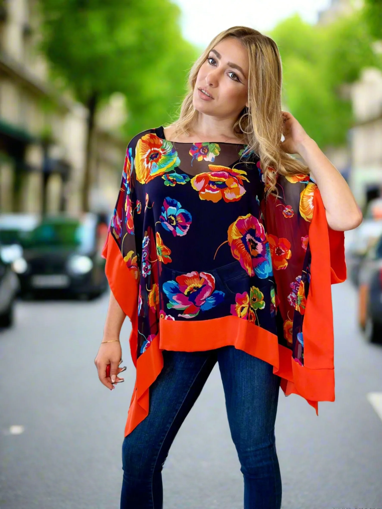 Mia Wear Ella Print Silk Blouse