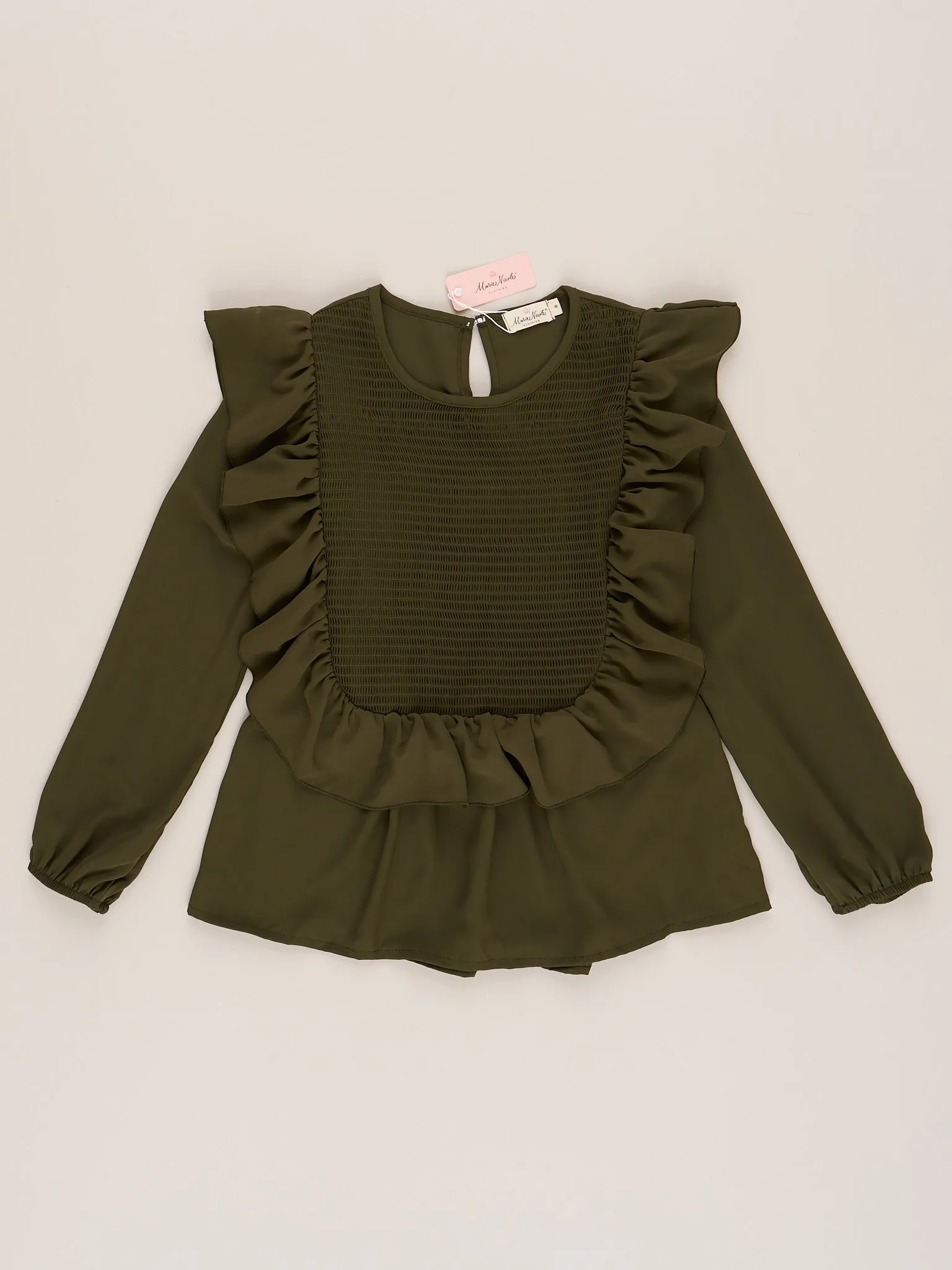 Mom & Me Green Smocked Ruffle Shirt