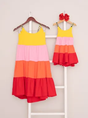 Mom & Me Tiered Color Block Dress