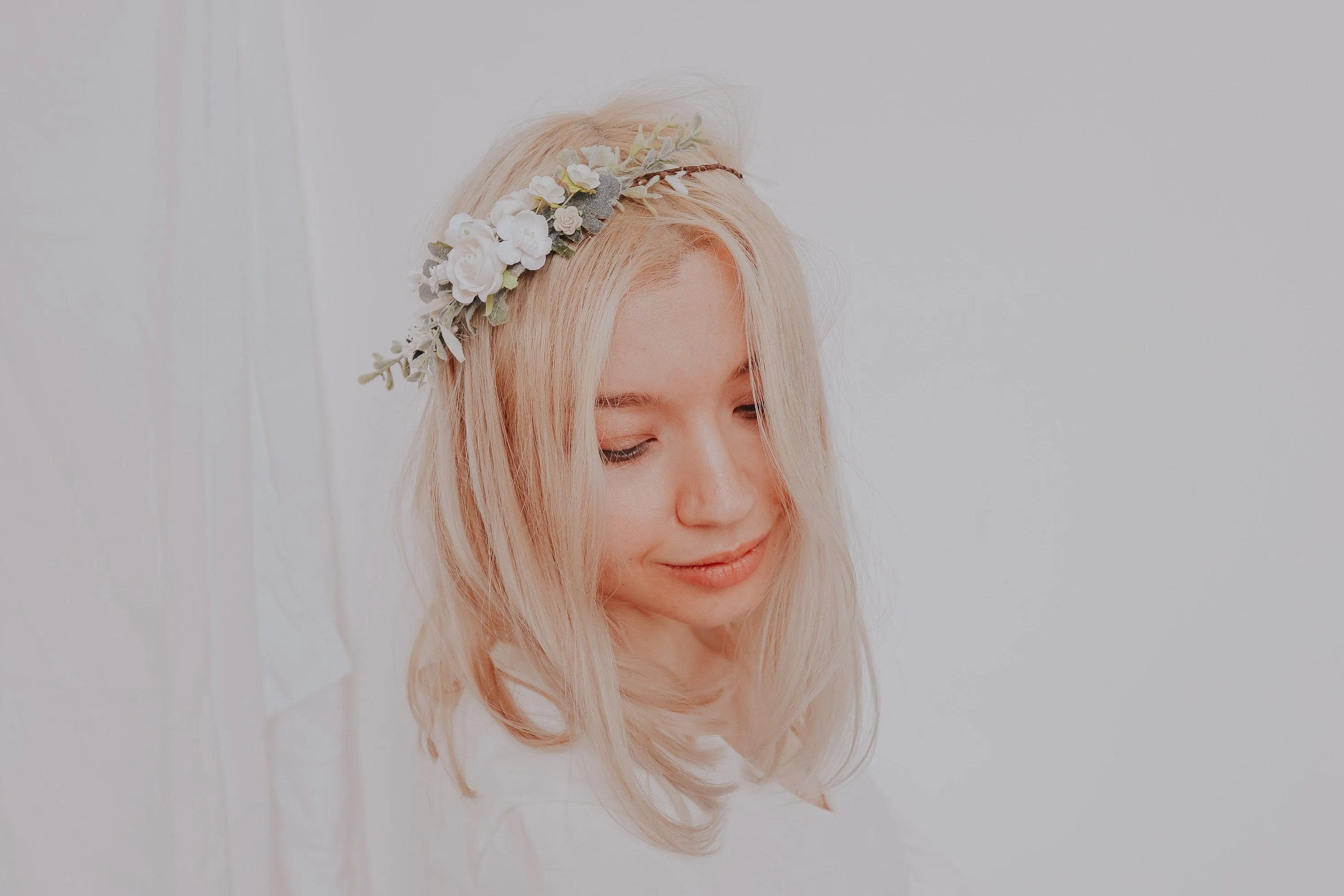 Mulberry Paper Roses Half Crown / Silk Flower Crown / Boho Bridal Crown