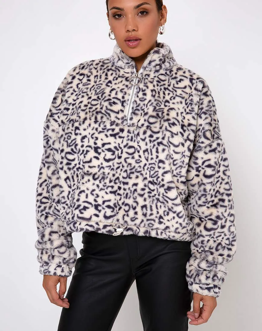 Nero Ring Pull Jacket in White Leopard