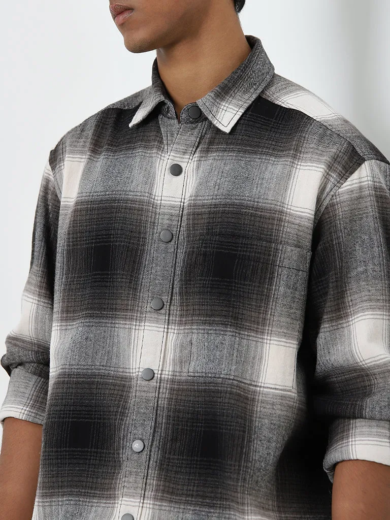 Nuon Black Checkered Relaxed-Fit Shirt