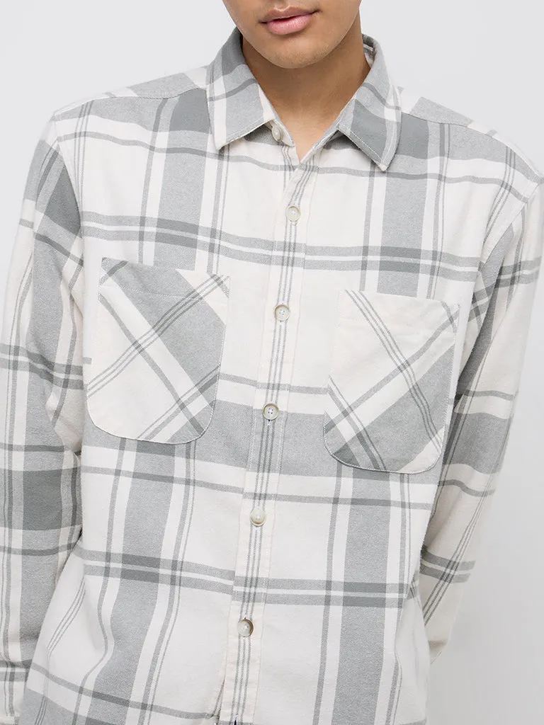 Nuon Sage Checkered Relaxed-Fit Cotton Shirt