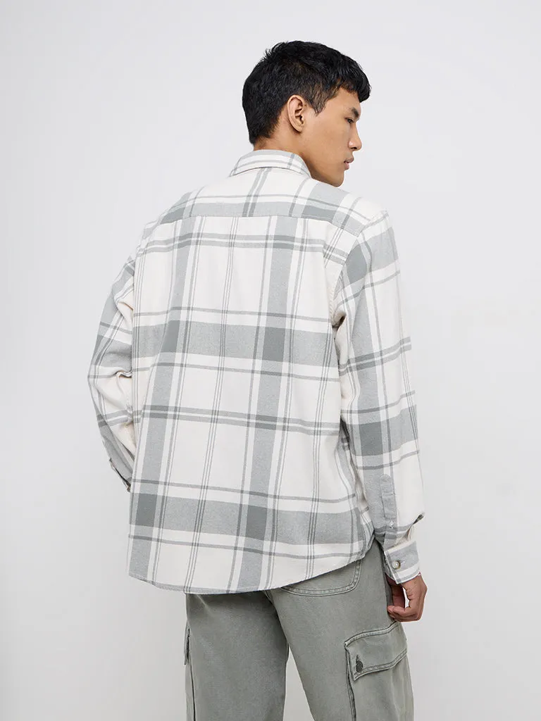 Nuon Sage Checkered Relaxed-Fit Cotton Shirt