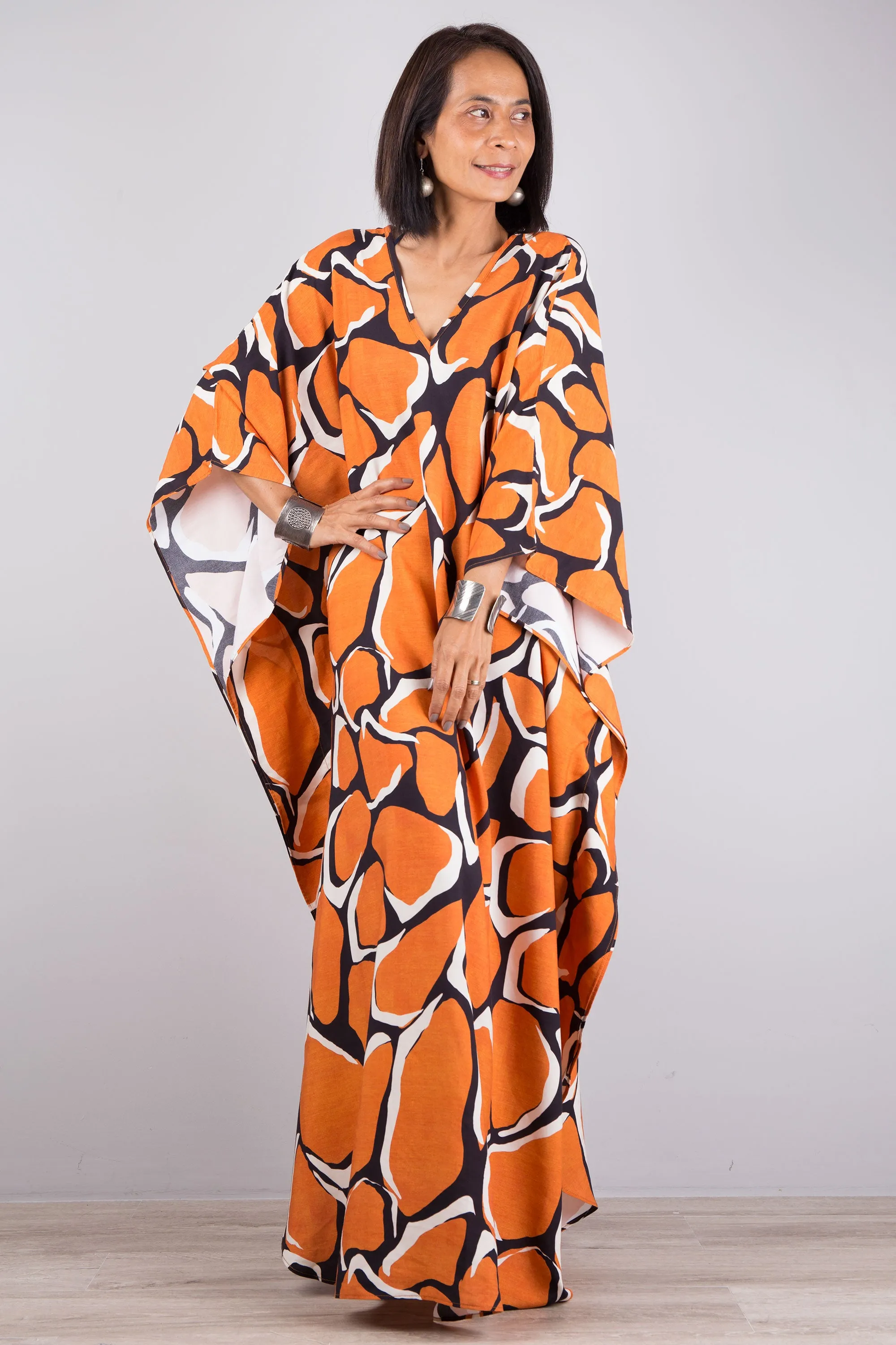 Orange kaftan dress