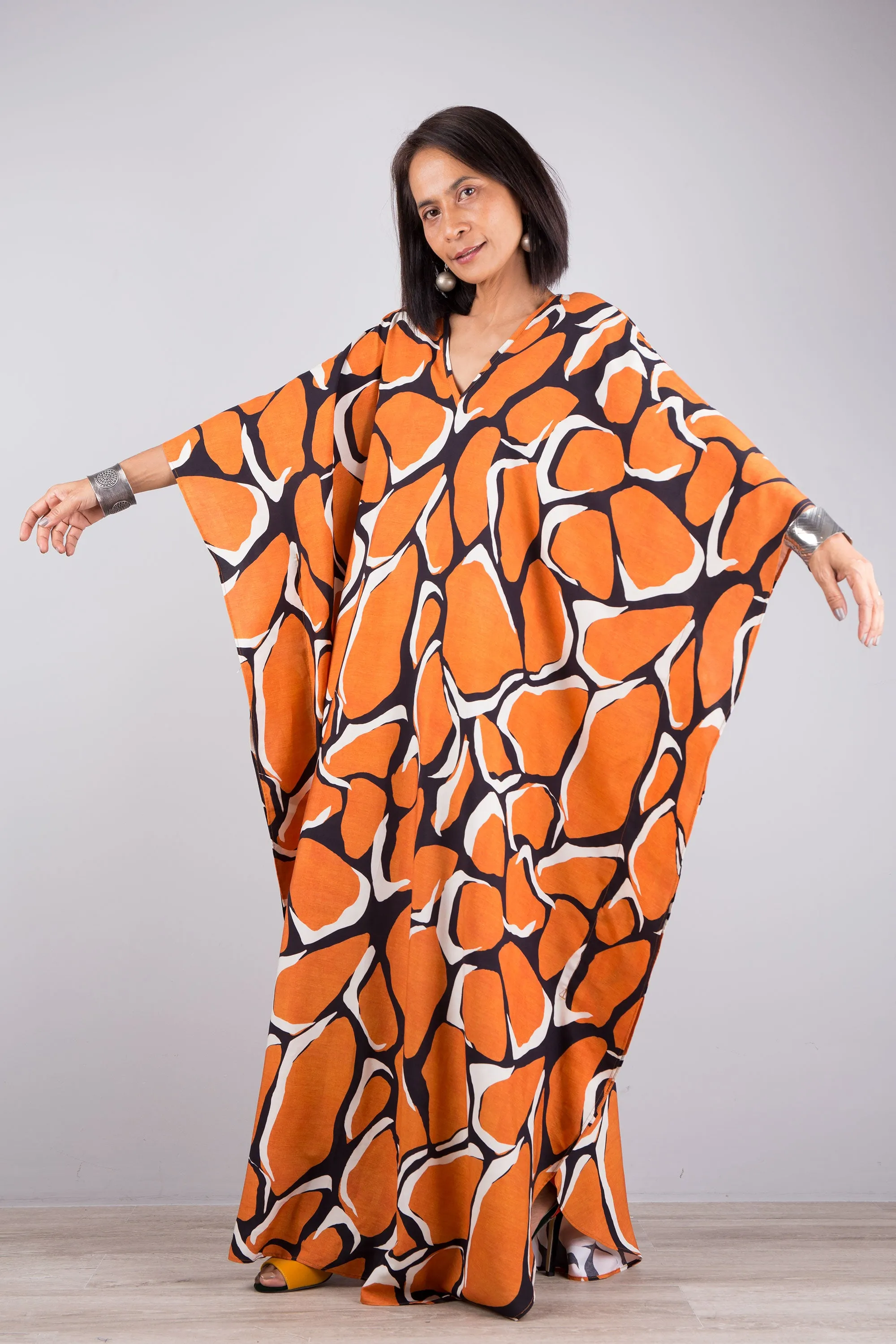 Orange kaftan dress