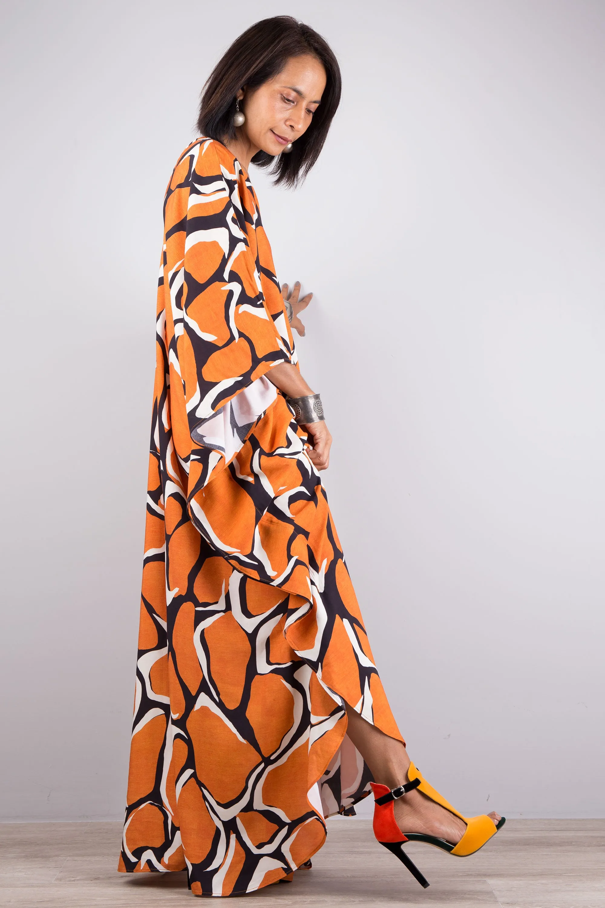 Orange kaftan dress