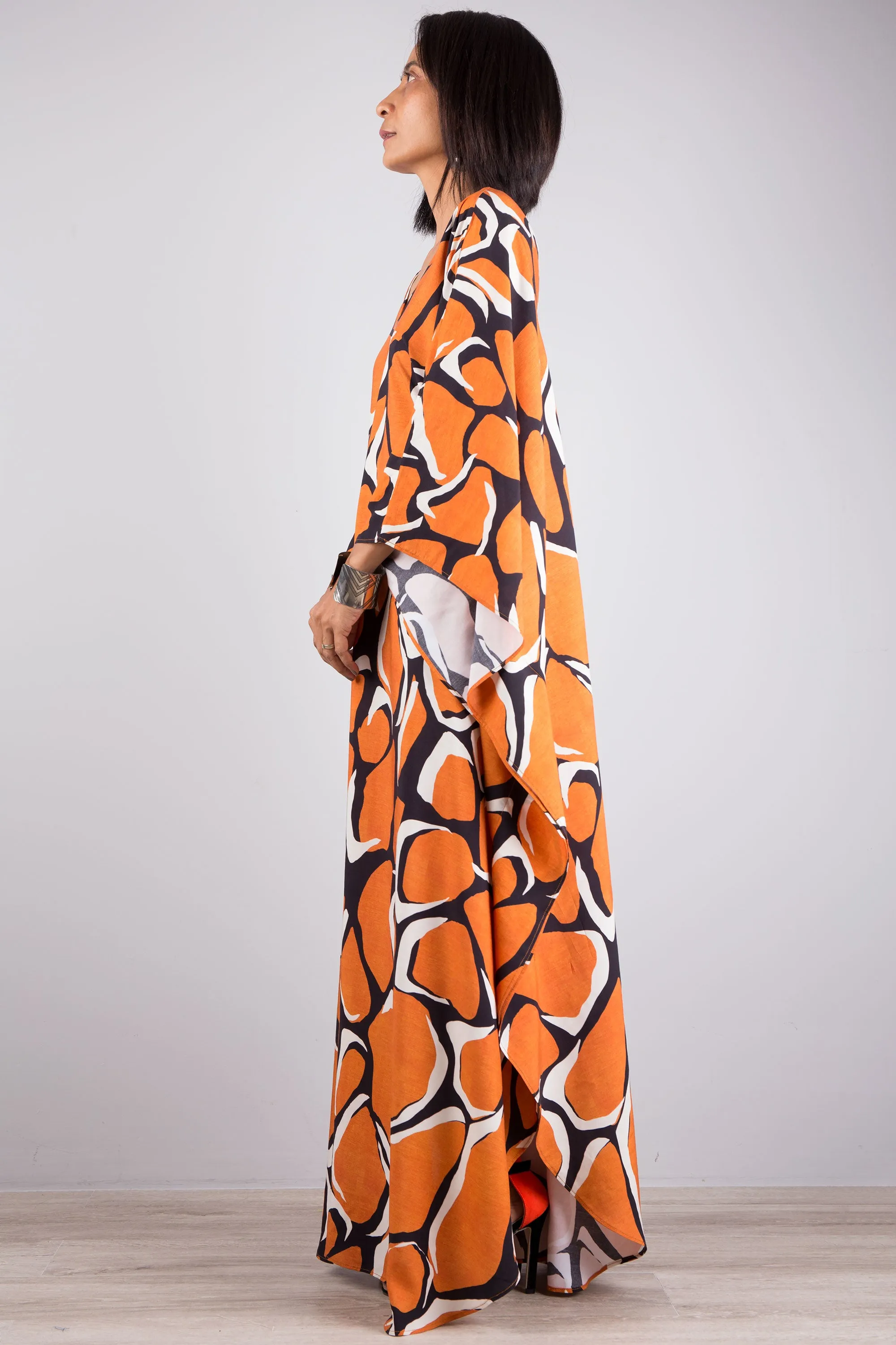 Orange kaftan dress