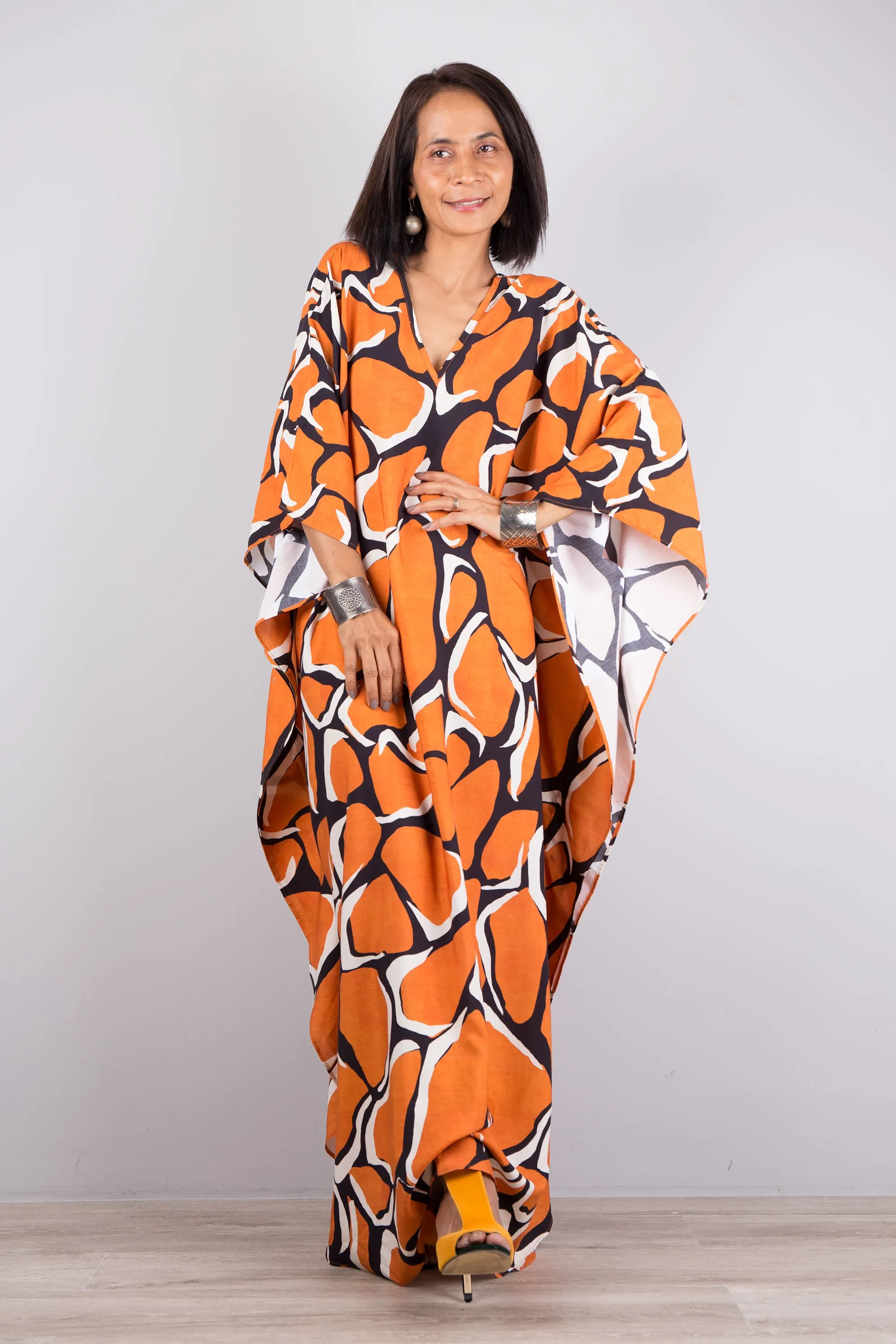 Orange kaftan dress