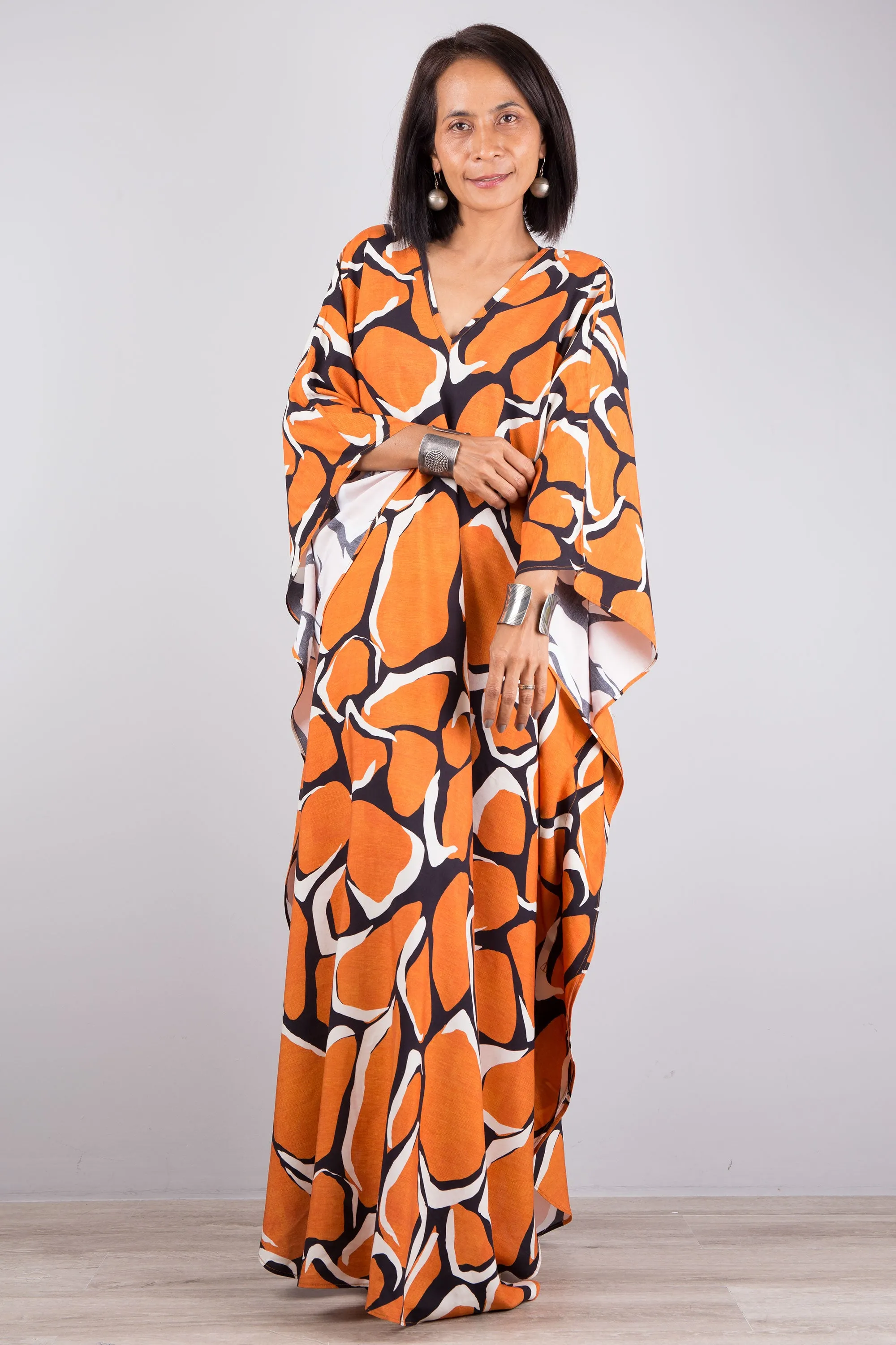 Orange kaftan dress