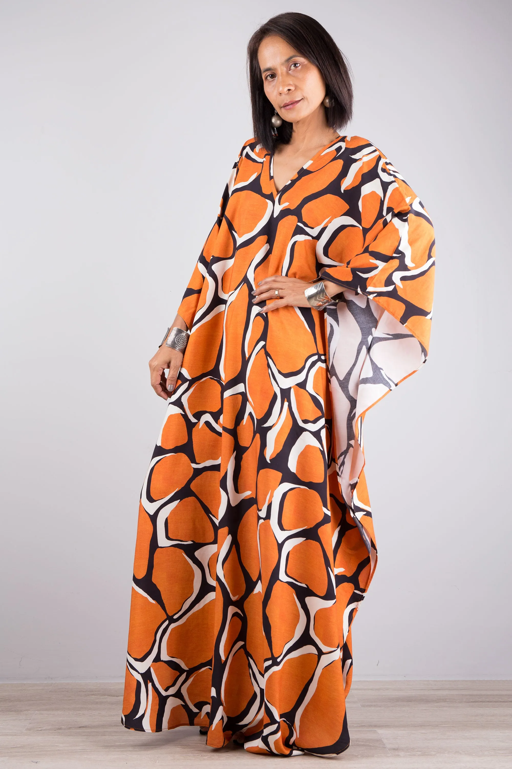 Orange kaftan dress