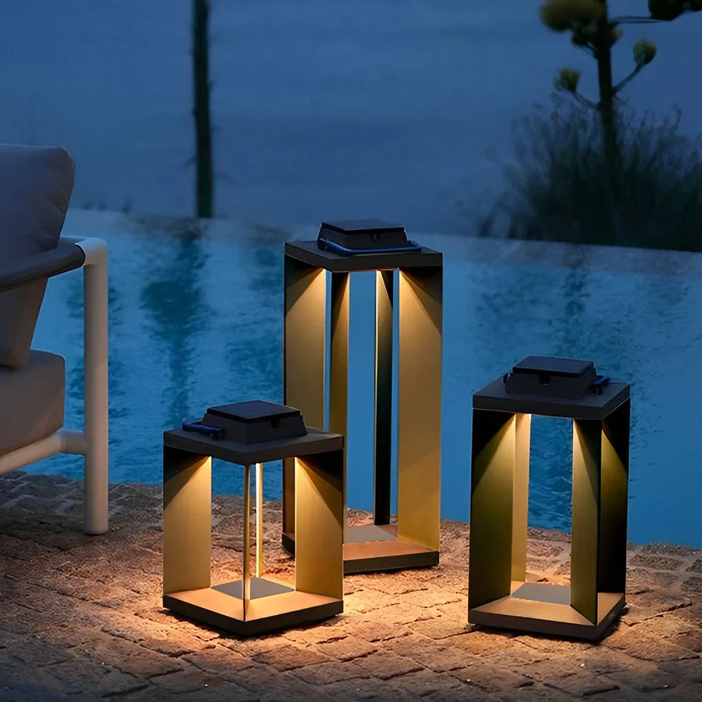 Portable Creative LED Waterproof Black Modern Solar Lawn Lamp Outdoor Lights