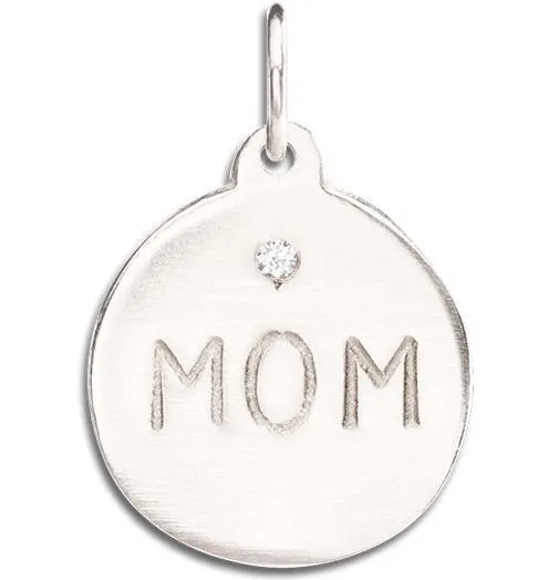 "Mom" Disk Charm With Diamond