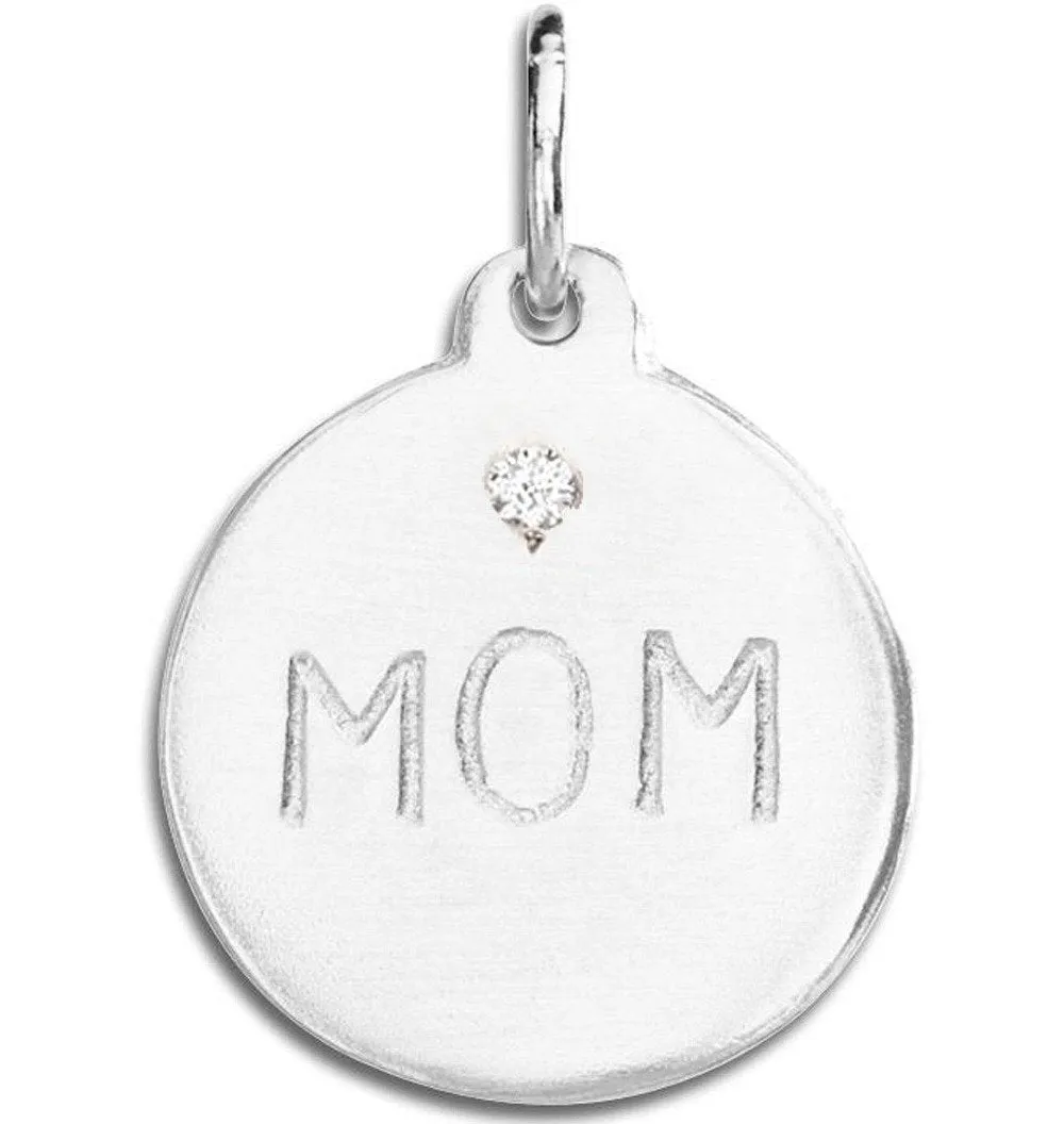 "Mom" Disk Charm With Diamond