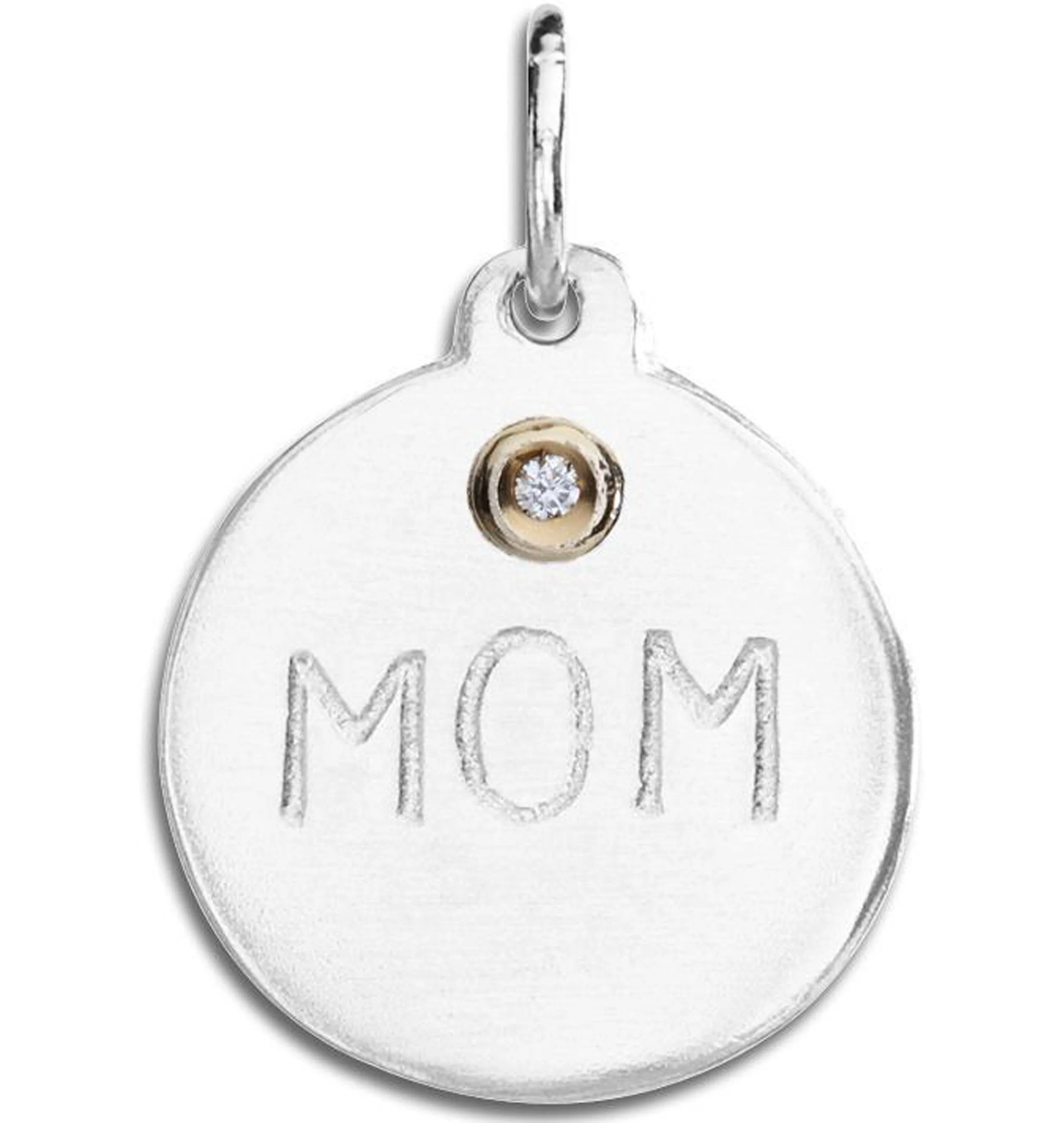 "Mom" Disk Charm With Diamond