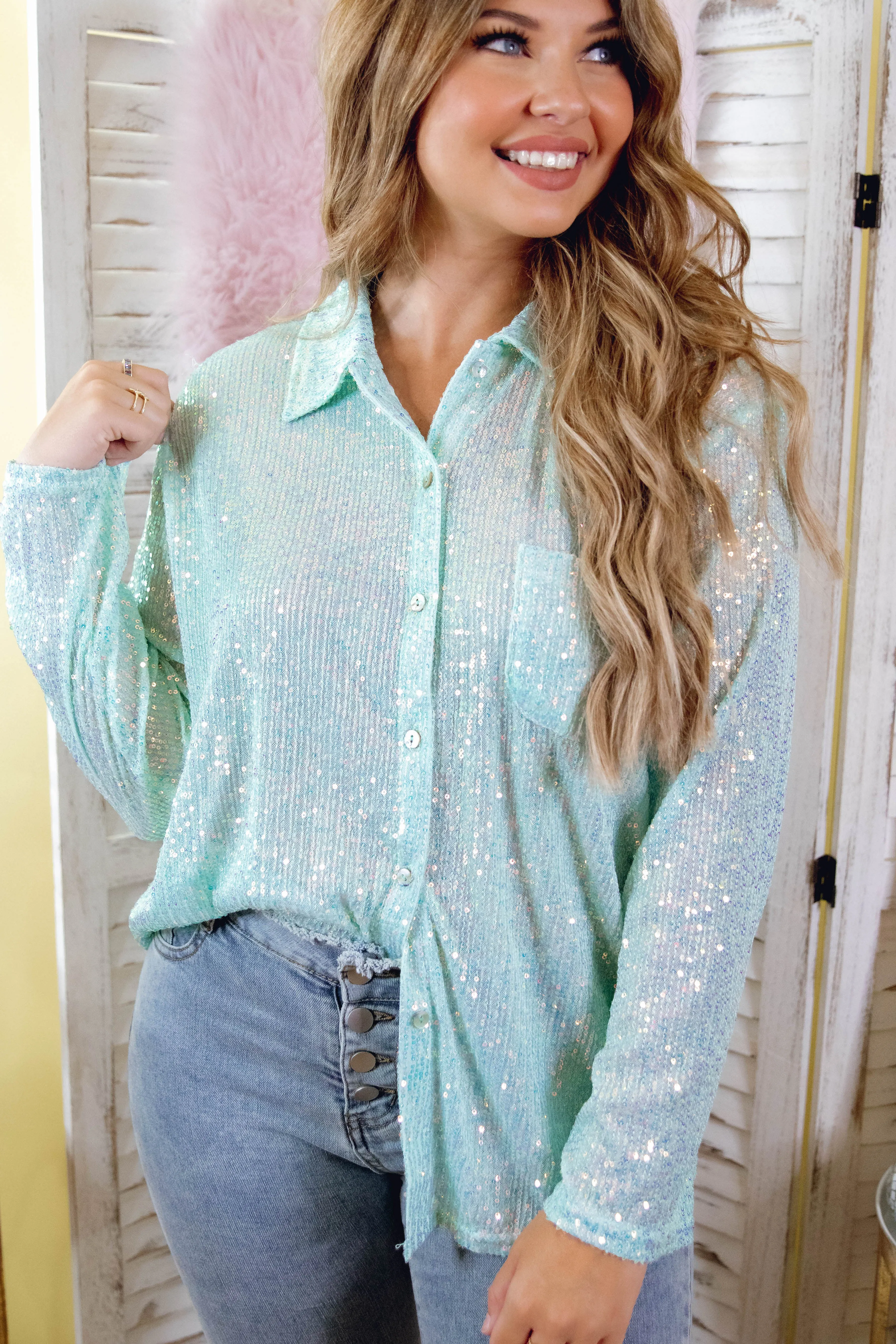 RESTOCK: When You See Me Button Down-Mint