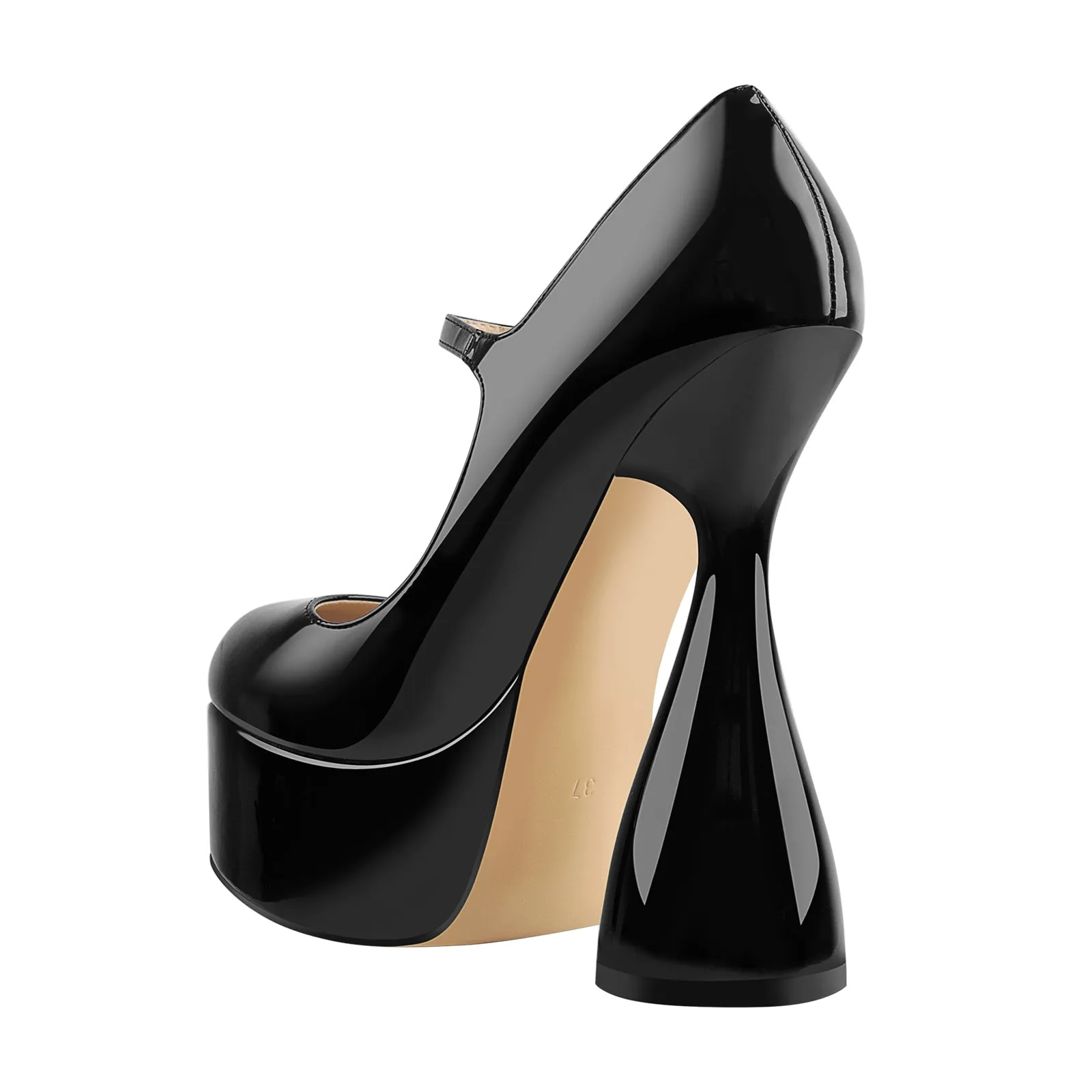 Round Toe Black Platform Disco Pumps