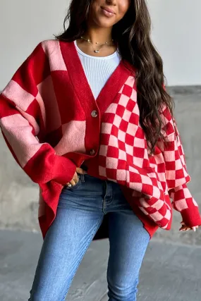 Sammie Checkered Cardigan - Red