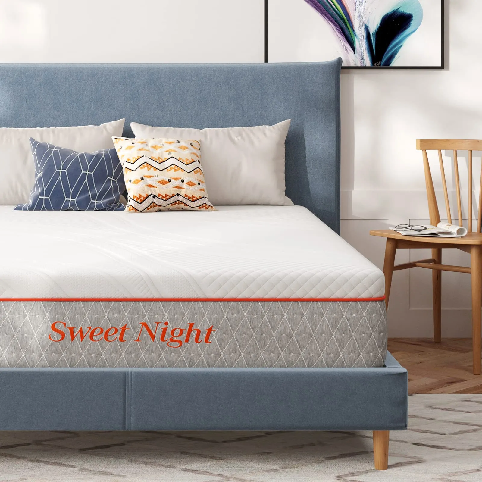 Sweetnight King Mattress, 12 Inch King Memory Foam Mattress, Double Sides Flippable King Bed Mattress in a Box, Gel Infused and Perforated Foam for Cool Sleep and Pressure Relief, Gray White