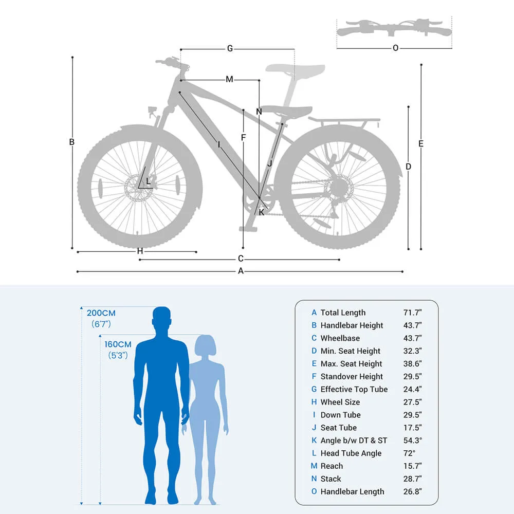 Touroll J1 Electric Trekking Bike 27.5 Tires 250W Motor 36V 15.6Ah Battery