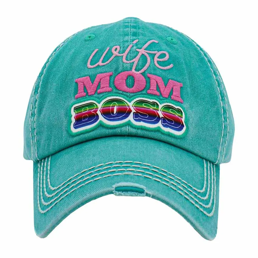 Wife Mom Boss Message Vintage Baseball Cap