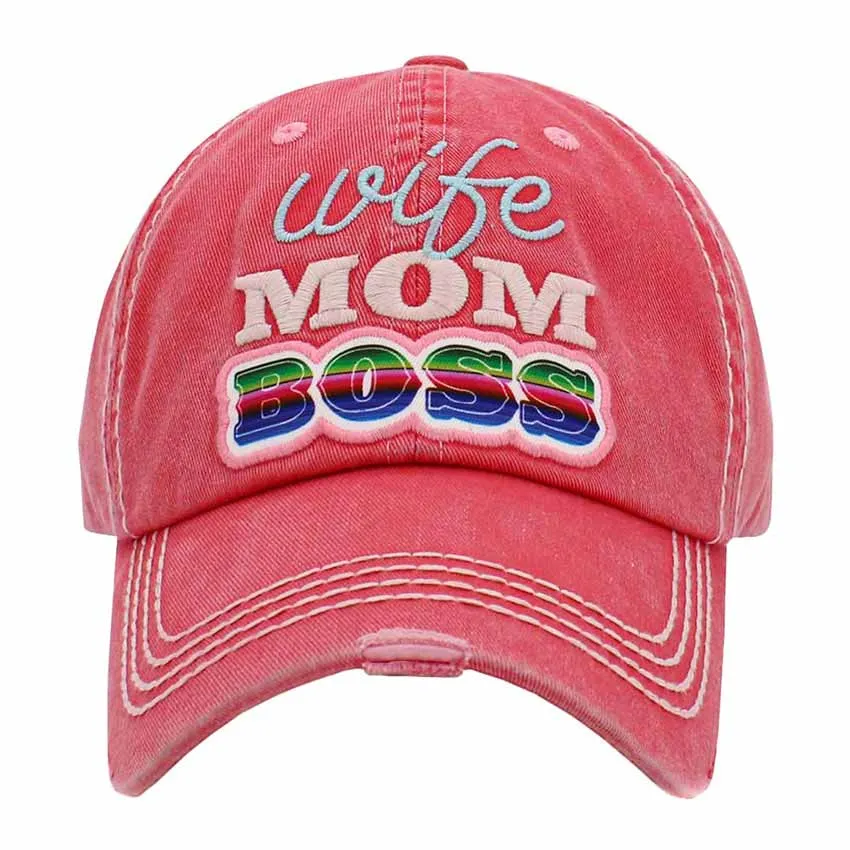 Wife Mom Boss Message Vintage Baseball Cap