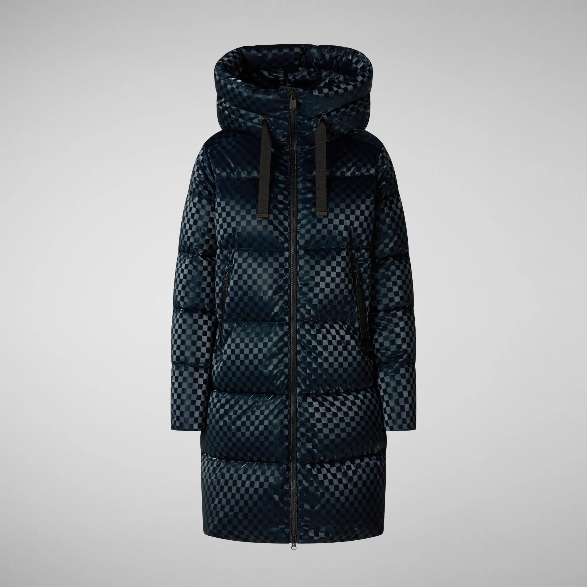 Woman's hooded coat Amaranta in blue black